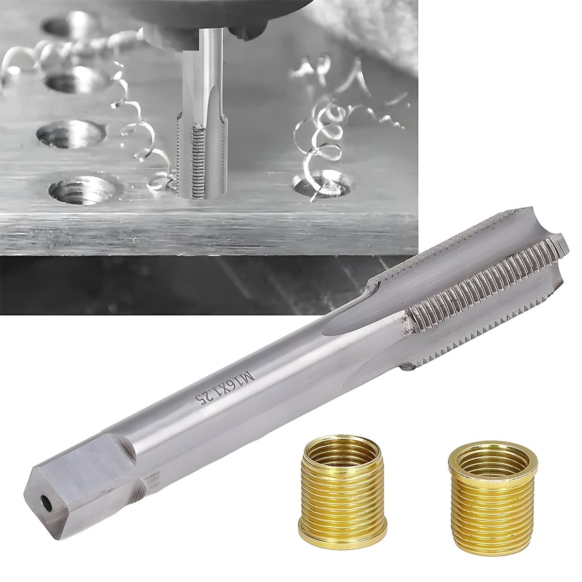 Kit Reparacion Rosca Bujia M14x1.25 Helicoil 11Pcs Macho Tap M16 Acero Universal