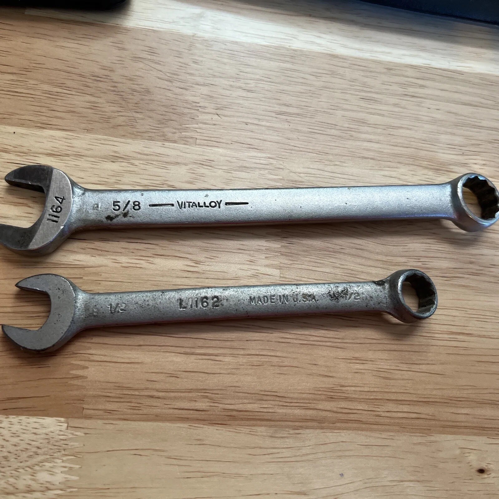 2 Billings Combination Wrenches 5/8in 1/2in – 12 Point – 1164, 1162