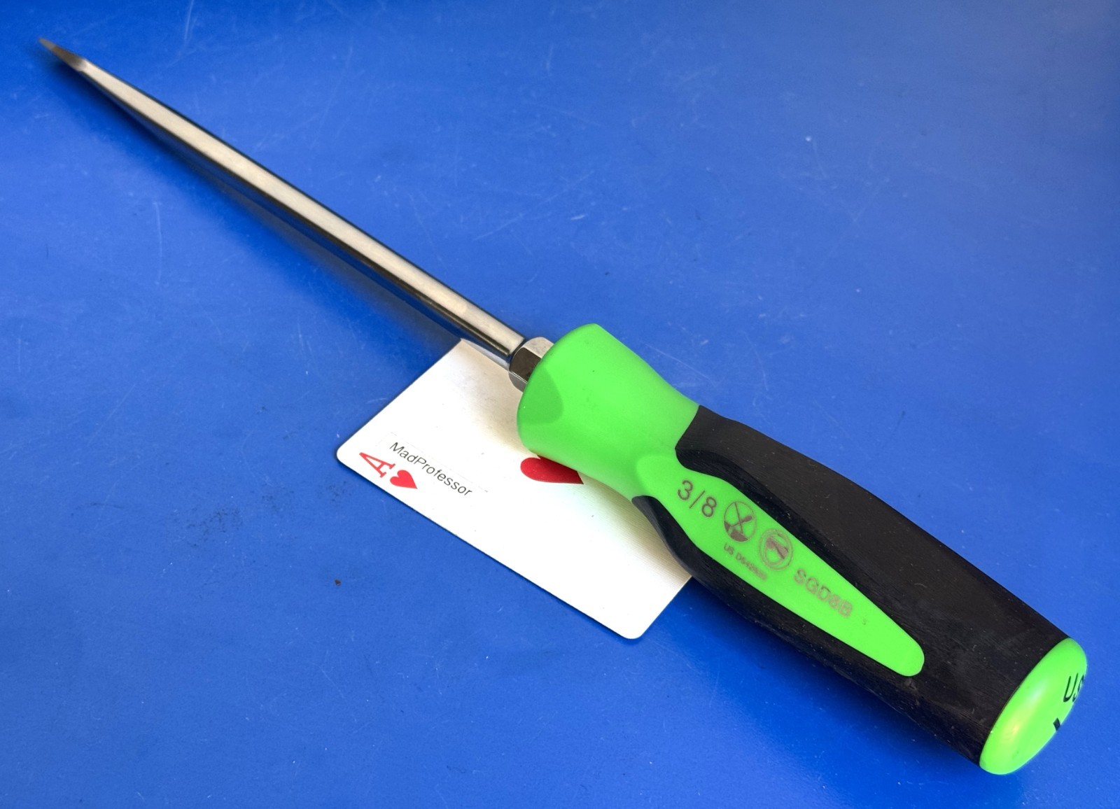 Snap-on Flat Tip 5/16″ Blade Instinct Green Soft Grip 11″ Screwdriver SGD6B NEW