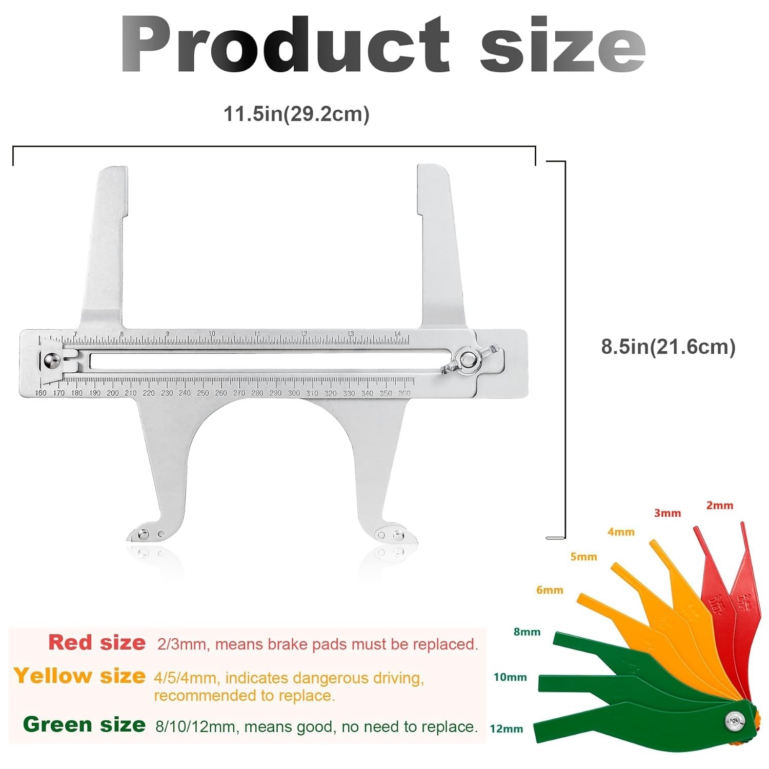 Brake Measuring Tool 6.5-14.25’’ 160-360mm Dual Scale Brake Gauge