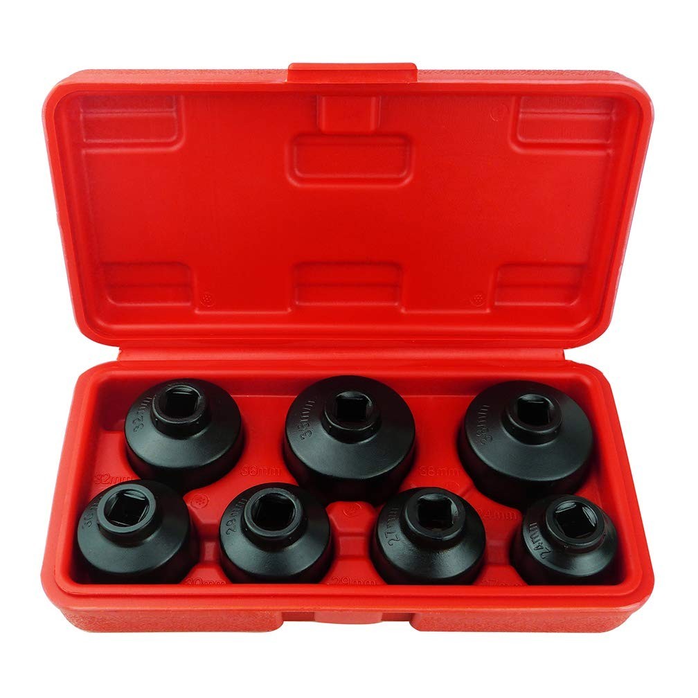 7-Piece Oil Filter Socket Set – 24mm, 27mm, 29mm, 30mm, 32mm, 36mm, 38mm – Cap W