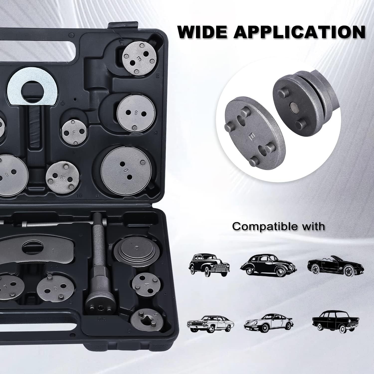 8MILELAKE 24pcs Heavy Duty Car Disc Brake Caliper Compressor Wind Back Tools Kit