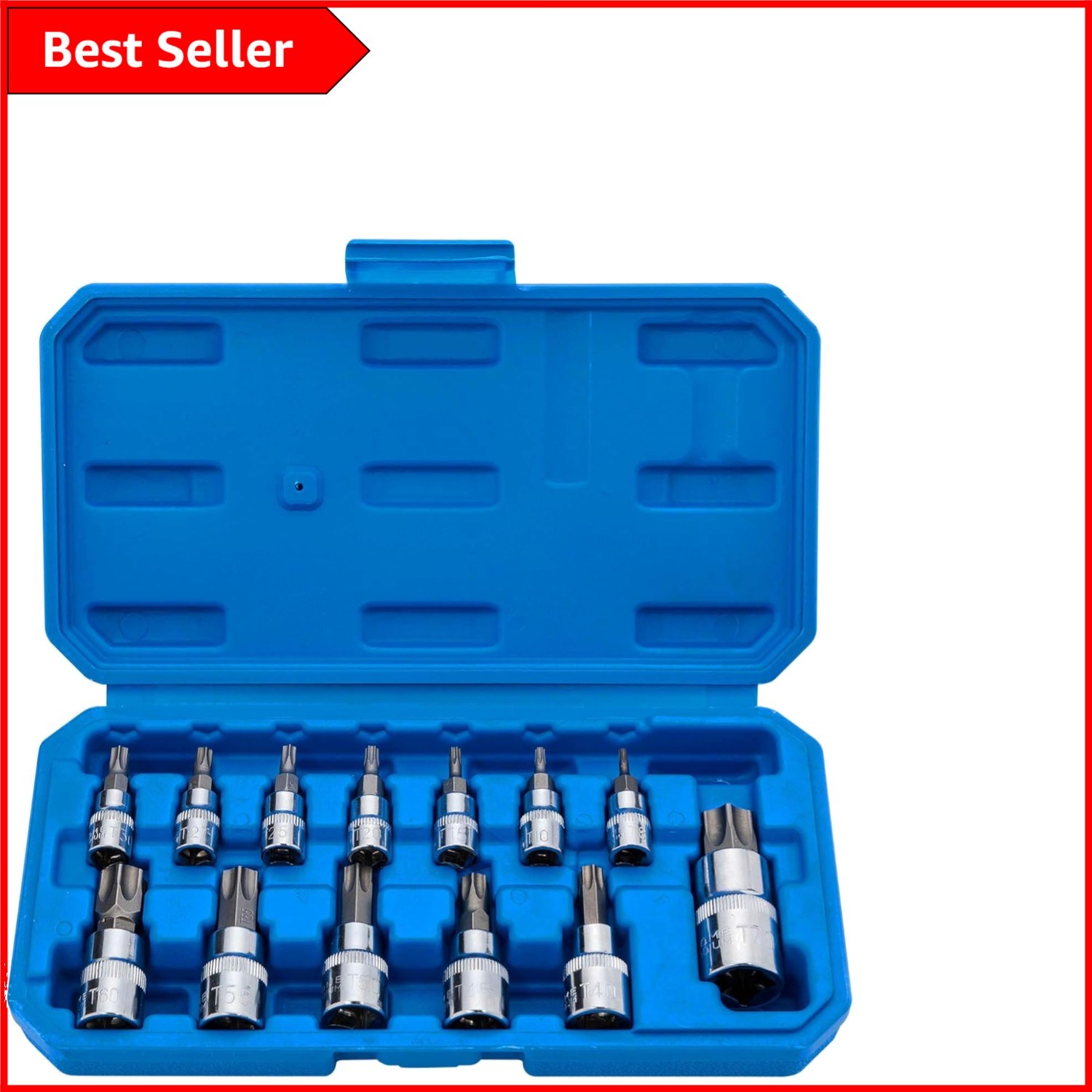 Torx Bit Socket Set 13pcs | Precision T8-T70 S2 Alloy & Cr-V Steel | 3/8″ Drive