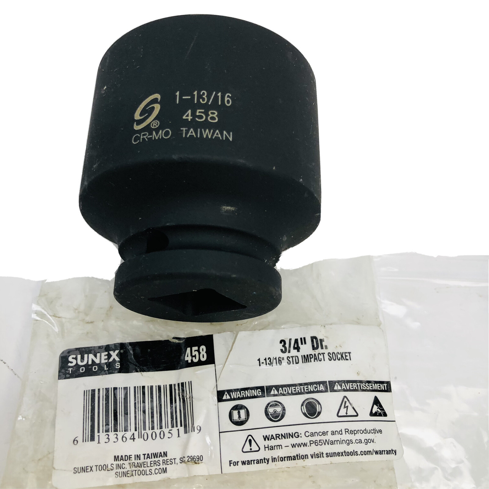 LOT OF 2 SUNEX TOOLS (1) 558 1″ DRIVE 1-13/16″ (1) 458 ¾» DRIVE 1-13/16″ 6PT STD