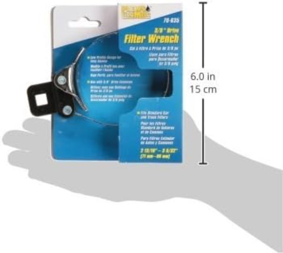 Compact Black Alloy Steel Oil Filter Wrench – Fits 2-13/16 to 3-5/32 Inches