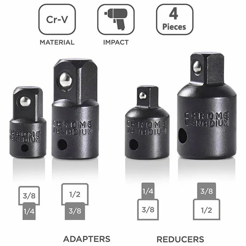 12pcs Impact Socket Adapter & Reducer Set Drill Extension Nut Driver Kit – NEW