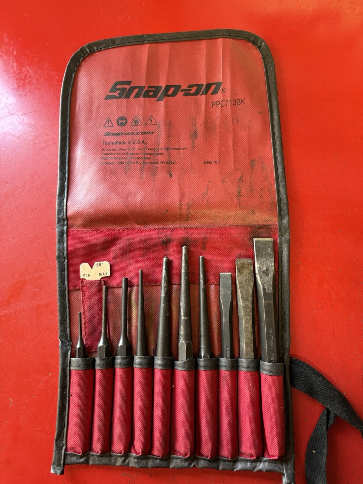 Snap-on Tools PPC710BK USA 11 Piece Punch and Chisel Set w/ Kit Bag