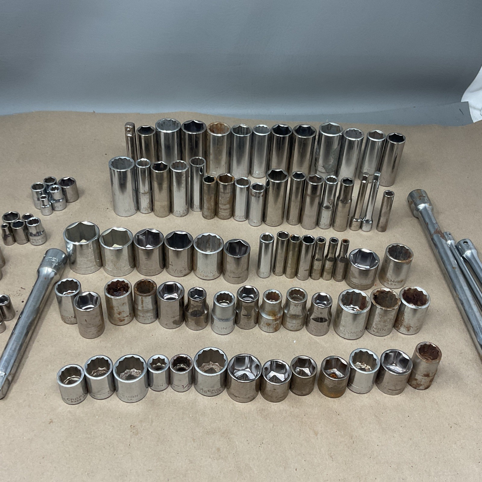 Mixed Lot 97 Vintage Craftsman Sockets SAE 1/2 3/8 1/4 inch drive