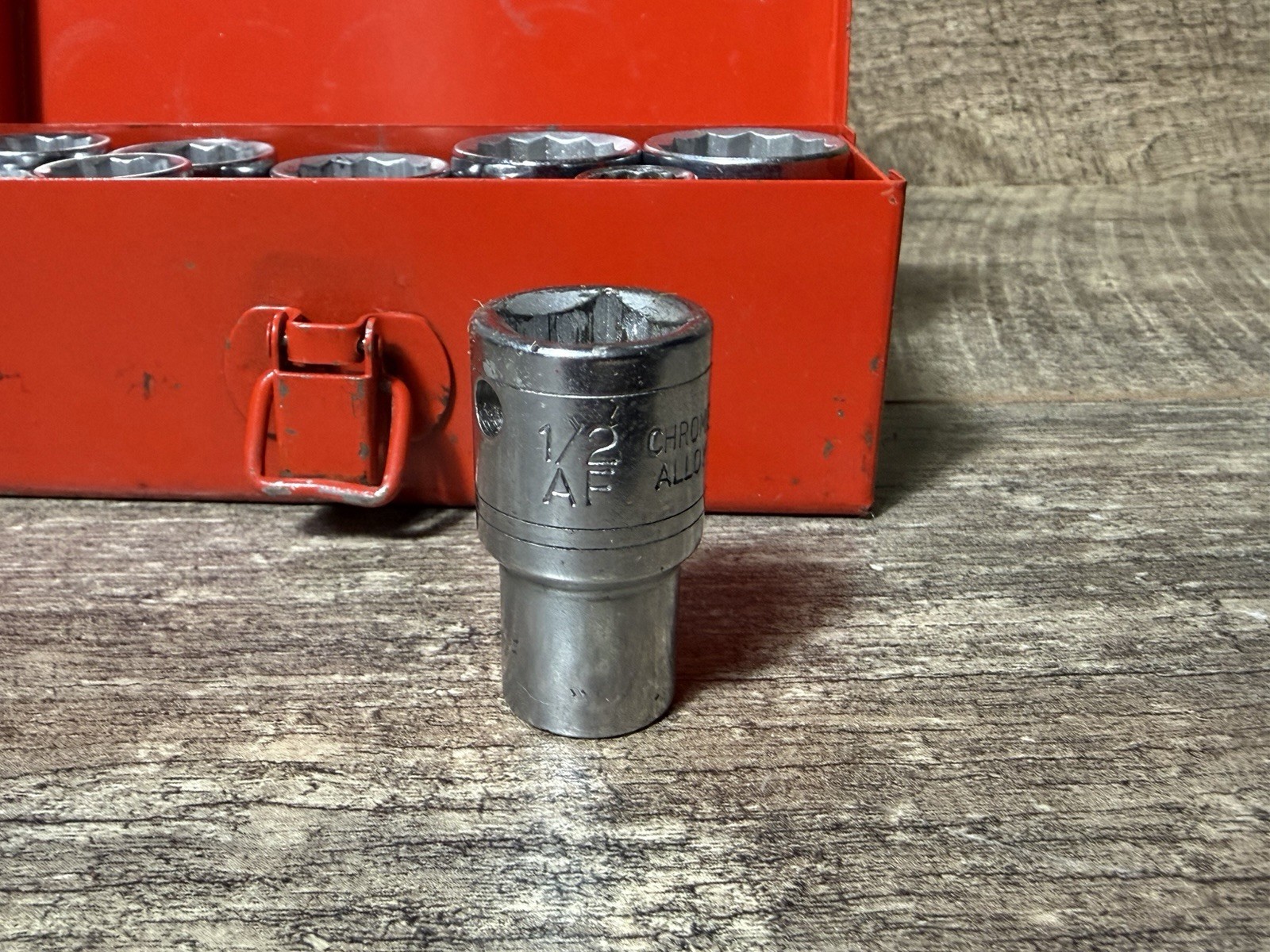 Vintage Gordon Socket Set 7/16 to 7/8 AF 10 Piece Set 1/2″ Drive 12 Point Hex