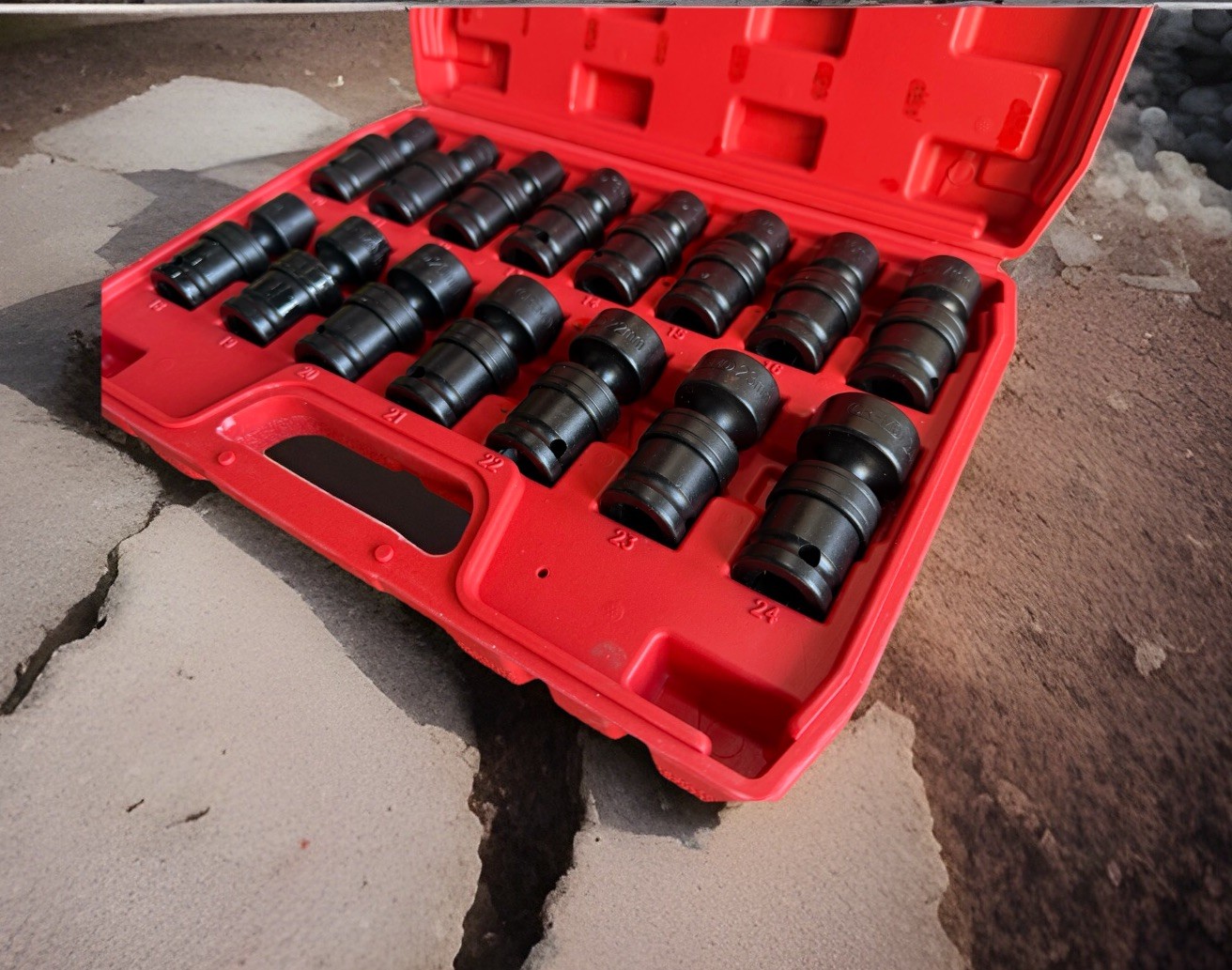 15PCS 1/2″ Dr. Shallow Swivel Universal Joint Impact Socket Set 10- 24mm 6Pts