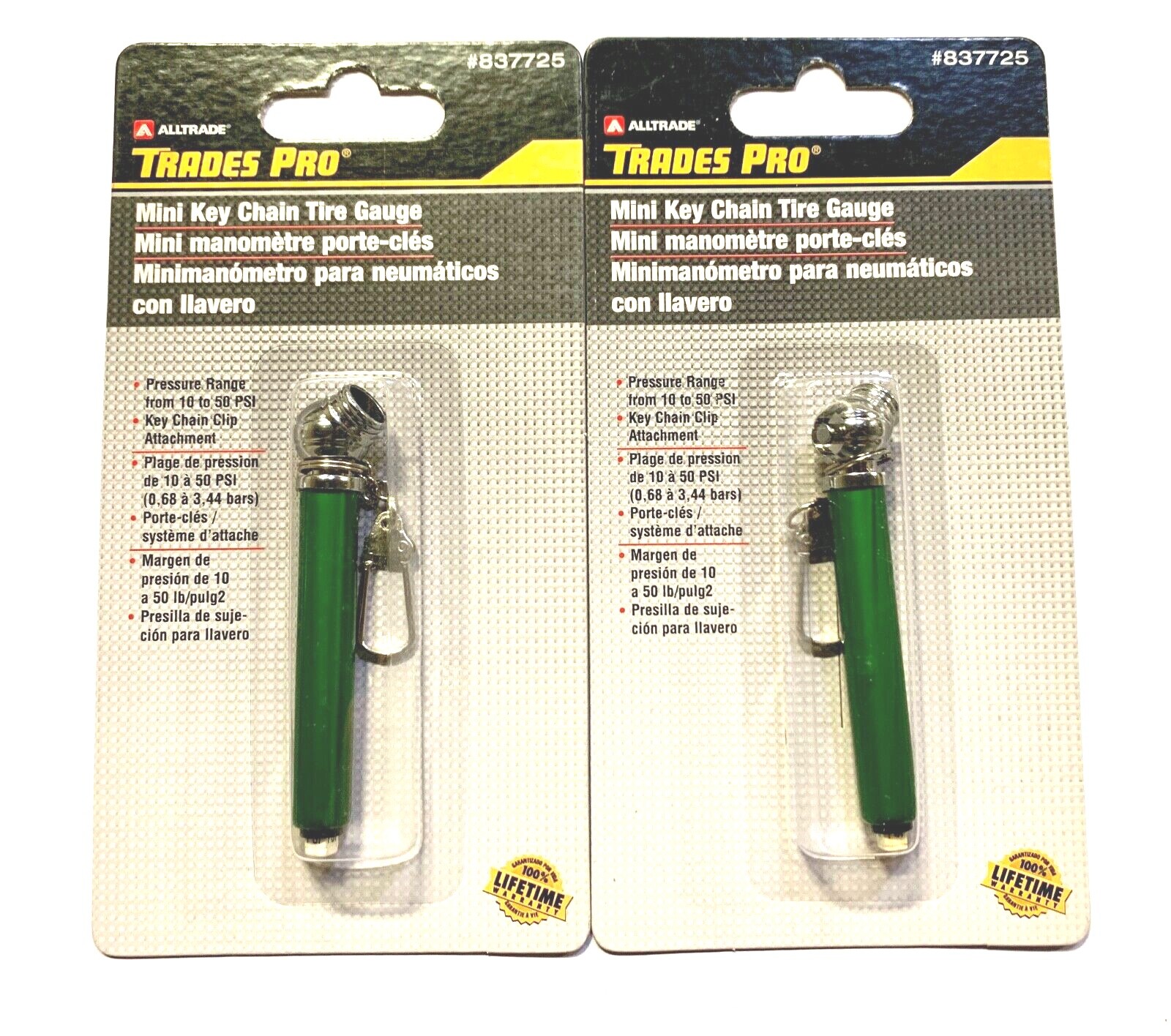 Trades Pro Mini Keychain Tire Pressure Gauge 2 Pack 837725