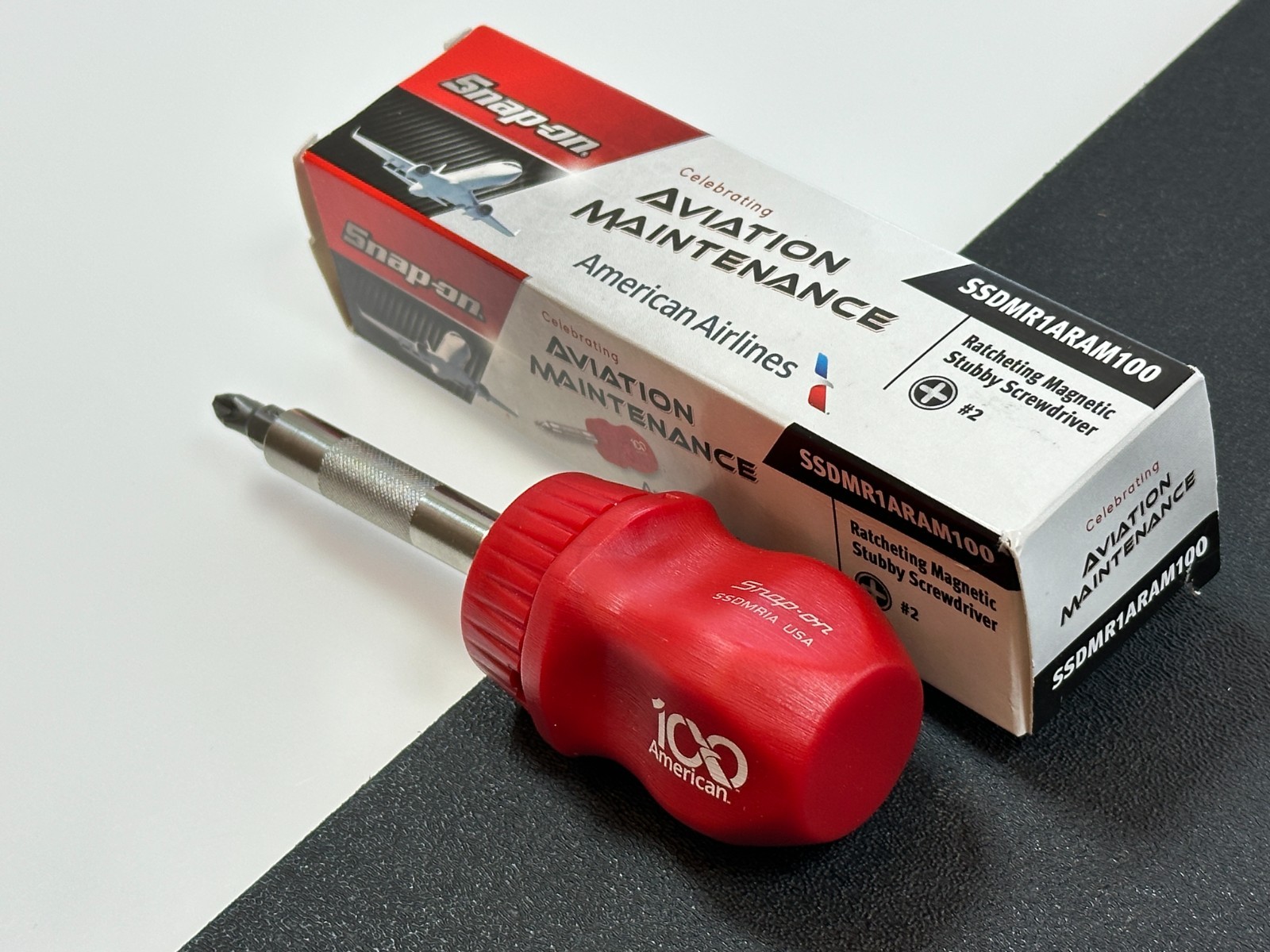 Snap-on USA American Airlines AMT 2026 Stubby Magnetic Ratcheting Screwdriver