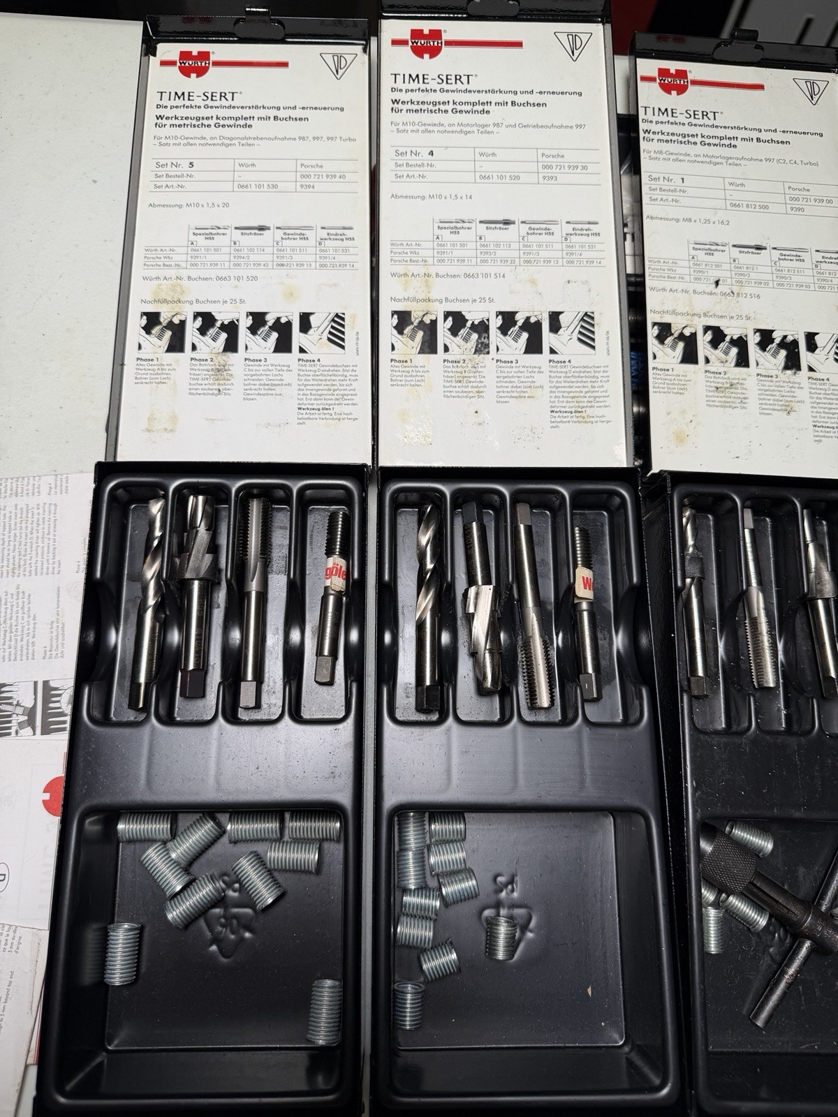 Wurth TIME SERT® Kit M8 x 1 .25×16,2 +M10 1.5 14 & 20 Porsche 997 + 2 Helicoil