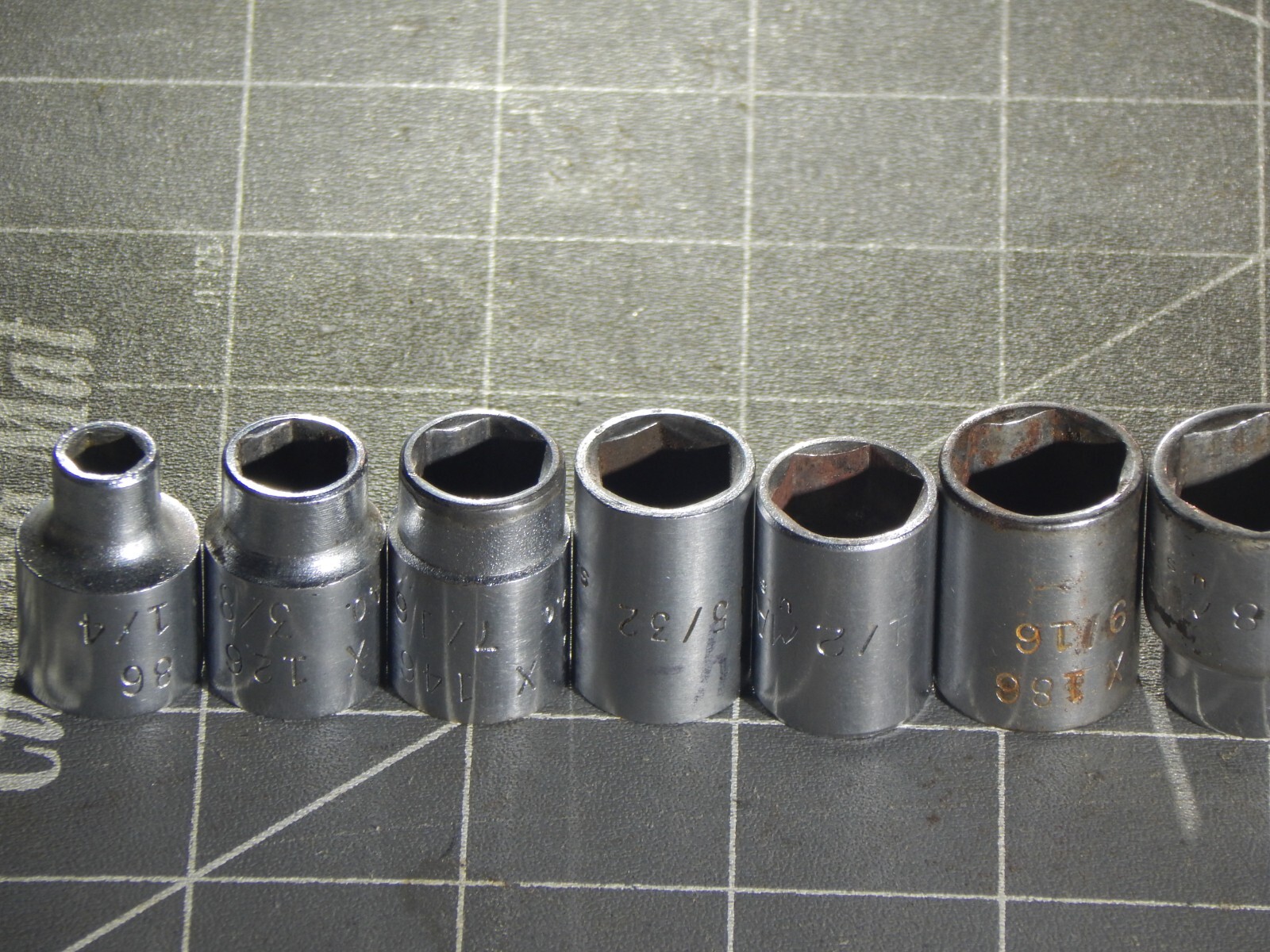 Vintage Mac 10Pc 3/8 Drive SAE Shallow Socket Set 1/4″ 13/16″ 6Pt Dr X 15/32″