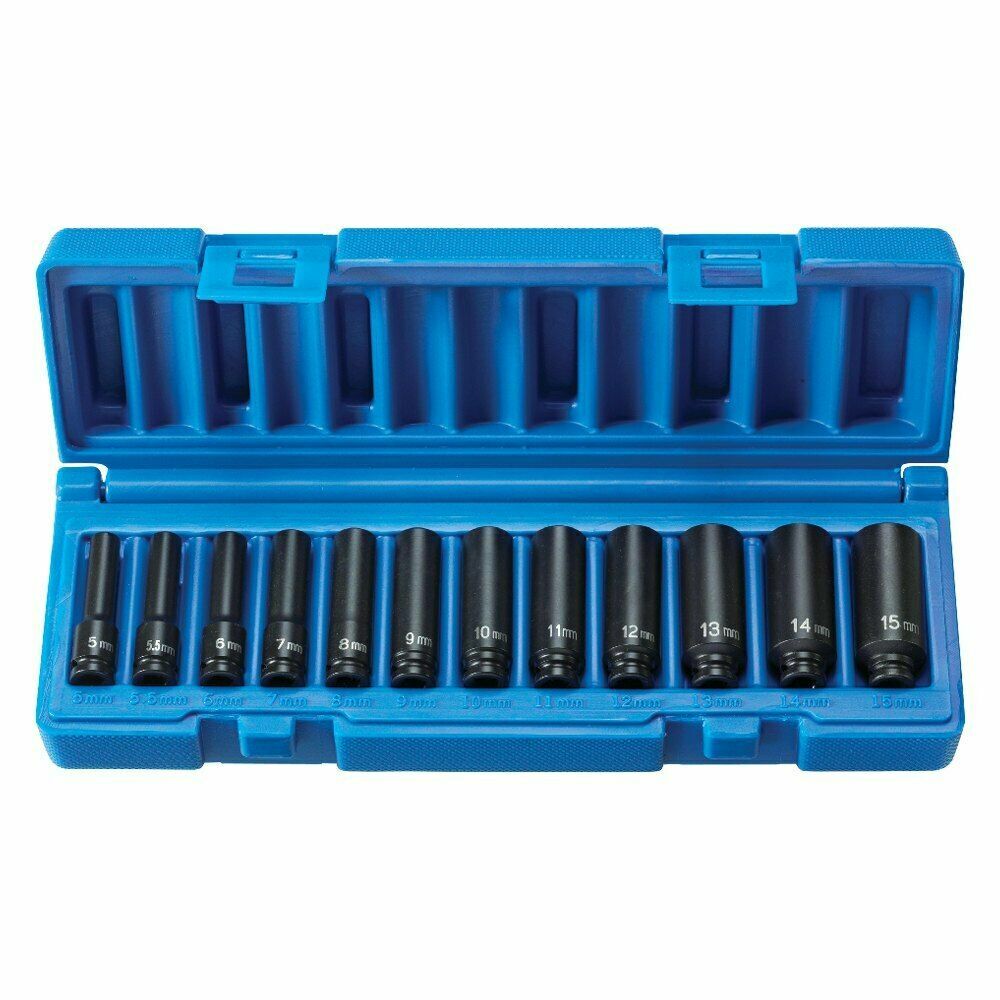 GREY PNEUMATIC 9712MDG 1/4″ Dr Metric 6-Point Deep Magnetic Impact Socket Set