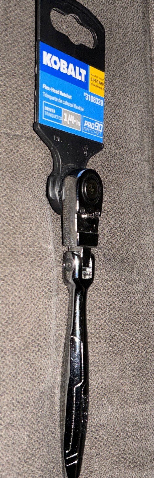 Kobalt⚙️90-Tooth 1/4-in Drive Full Polish Handle Flexible Head Ratchet #81746