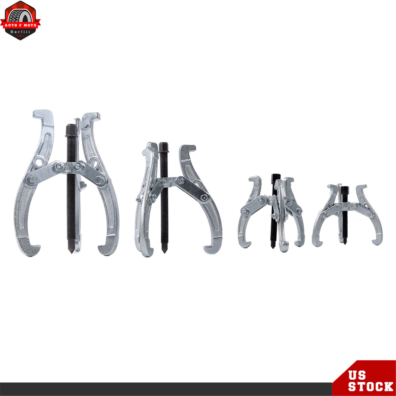Gear Puller Set 3″ 4″ 6″ 8″ 3-Jaw Bearing Puller Wheel Gear Pulley 4 Pcs