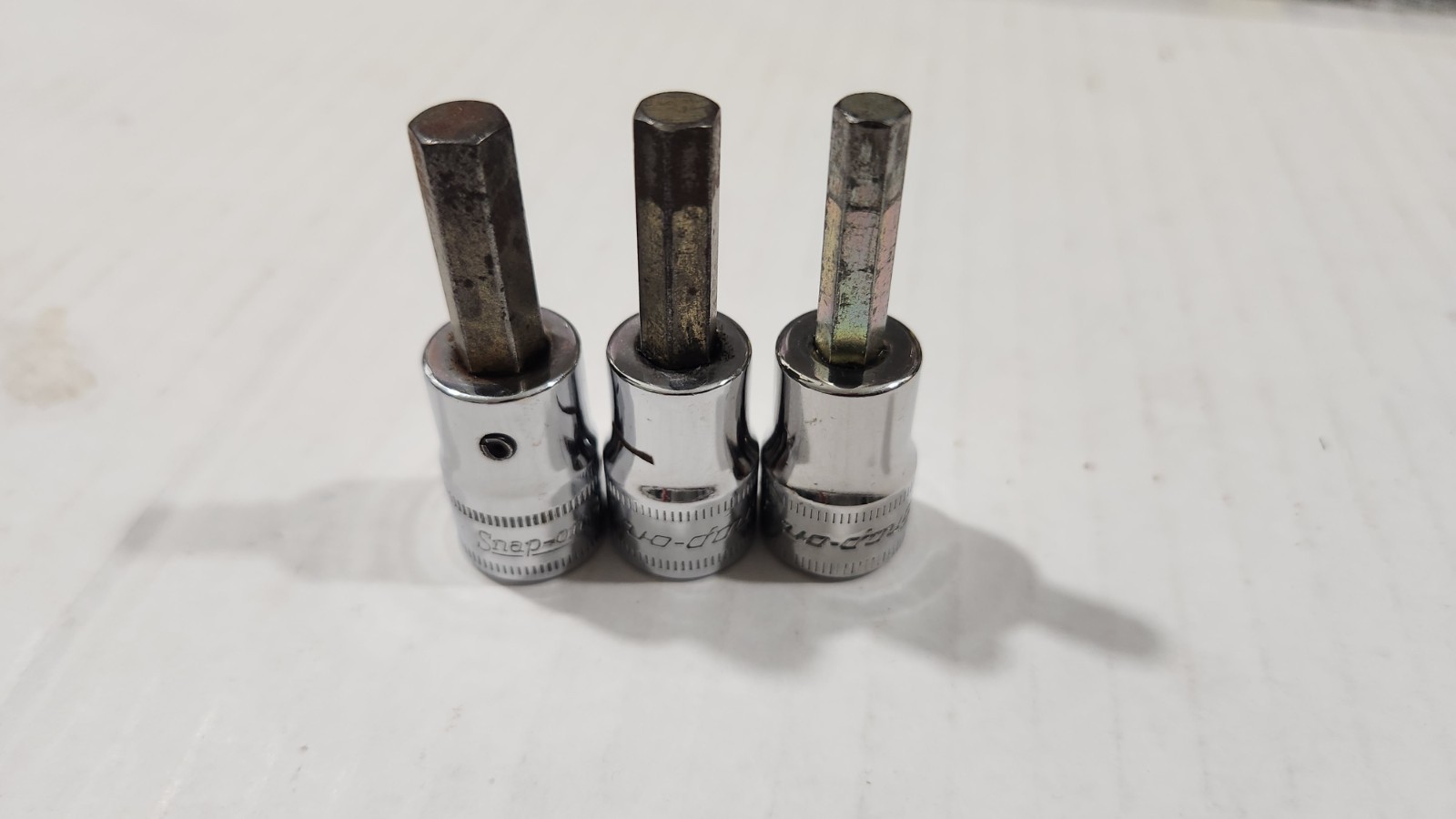 Lot Of 3 Snap-On 3/8″ Drive 6,7,8mm Metric Standard Hex Allen Bit Driver Sockets