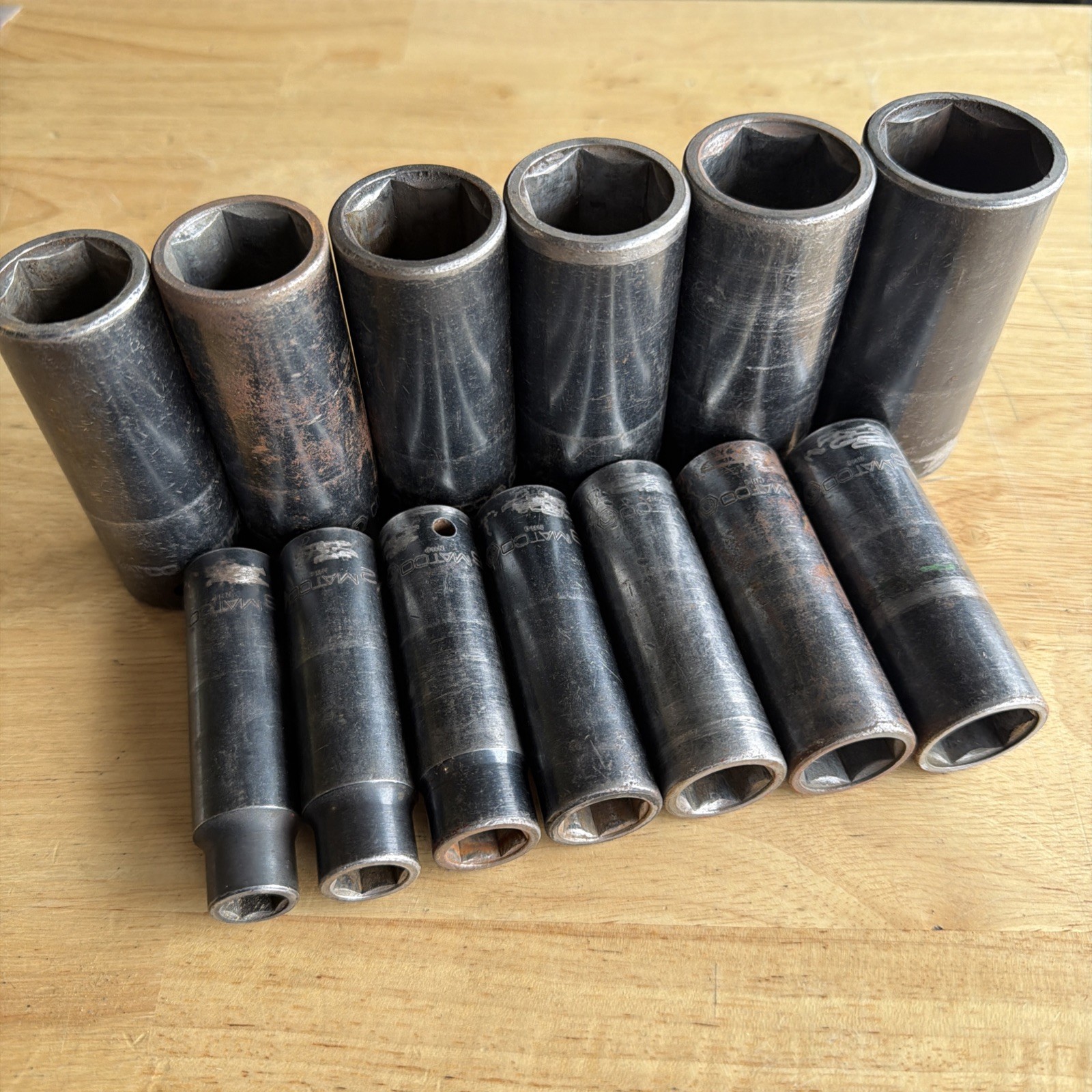 Matco Tools 13pc SAE Deep Socket Set 1/2″ Drive 6 Point 7/16″ to 1-1/4″ USA READ