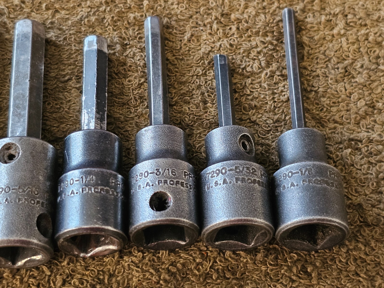 6 Proto Professional Impact Hex Socket Bit 3/8″ Drive 5/16 1/4 3/16 1/8 7290 Set