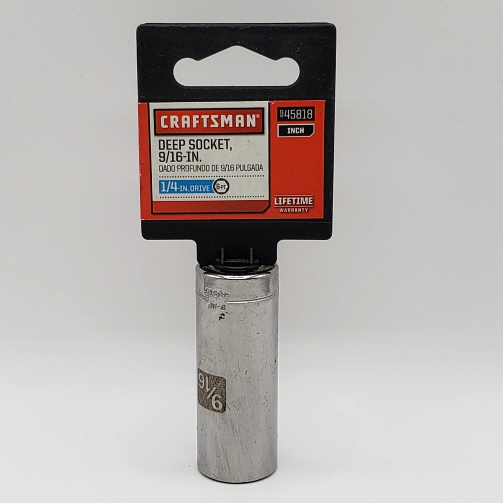 Sears Craftsman Tools SAE 9/16″ In 1/4″ In Drive 6-Point Deep Socket #45818
