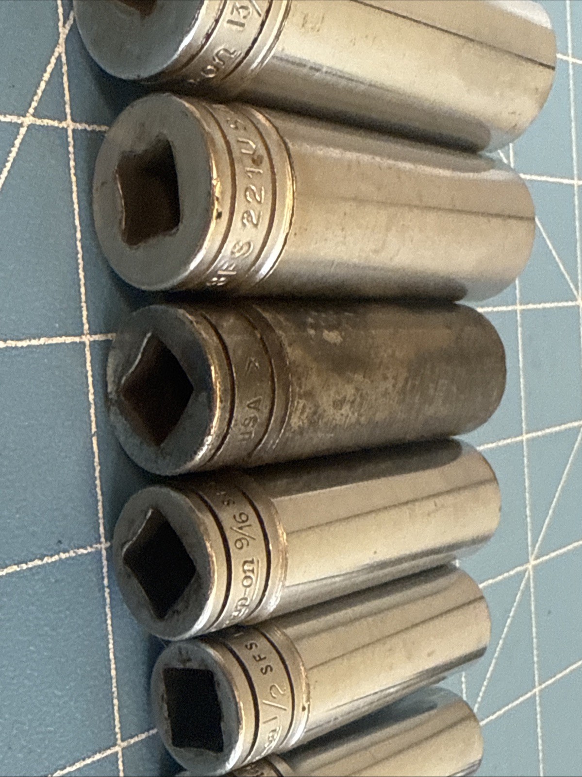 Snap-On Tools Deep Socket Set 3/8″ Drive 1/4″ to 7/8″ 6 Point 10Pieces no 3/4