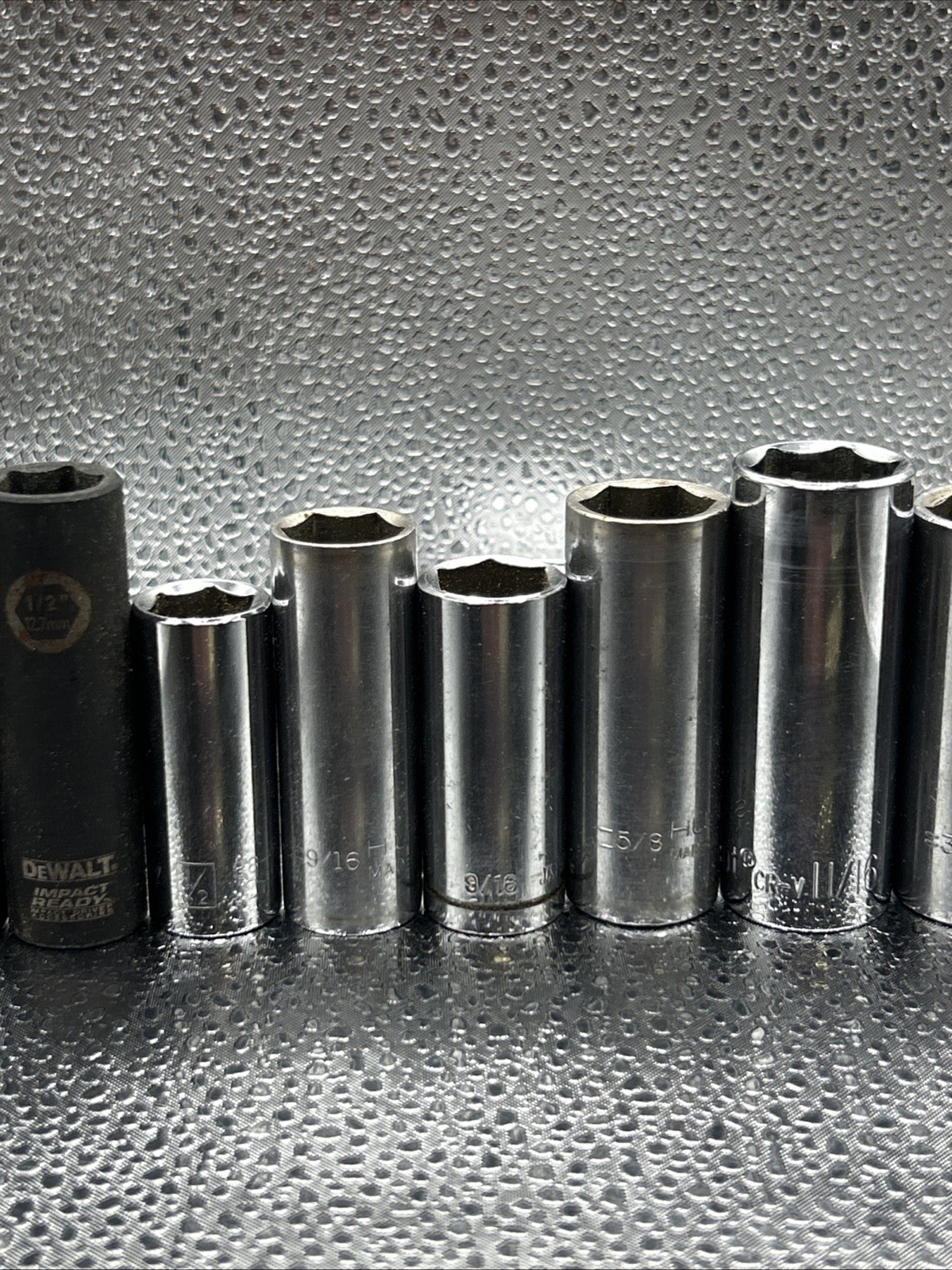 Mixed Lot DeWalt, Crescent, Husky USA & Stanley 3/8” Drive Deep Sockets SAE