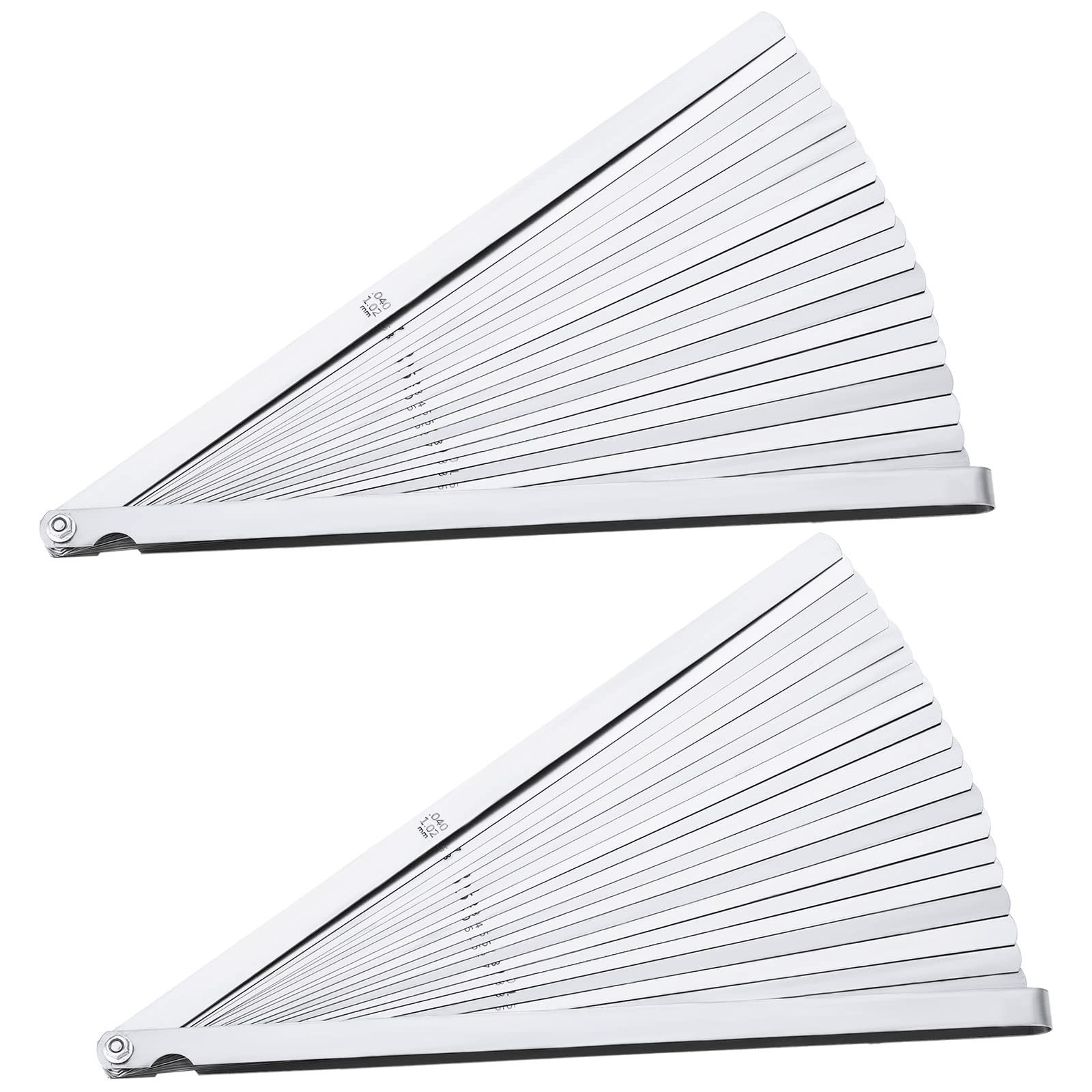 25 Blade Feeler Gauge Set 0.038-1.02mm, Stainless Steel Dual Marked Tool for Pre