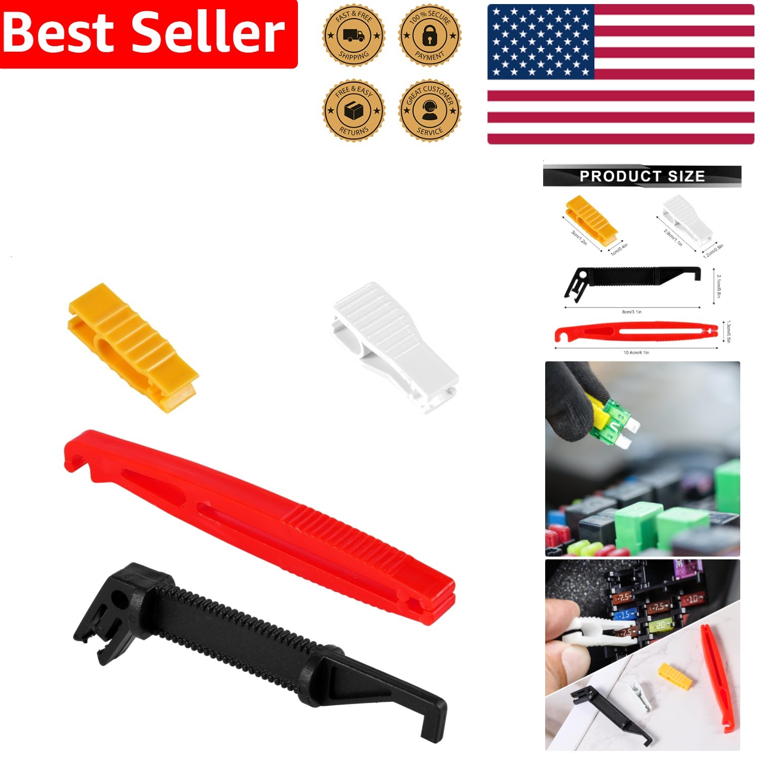 4PC Fuse Puller Set Multi-Size Automotive Car Truck Motorcycle Fuse Extractor…