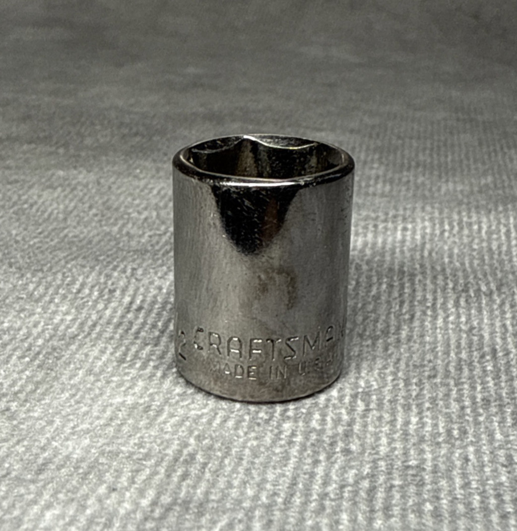 Craftsman 1/2” Shallow Socket 1/4 Drive 6-Point G1 Chrome USA 43499