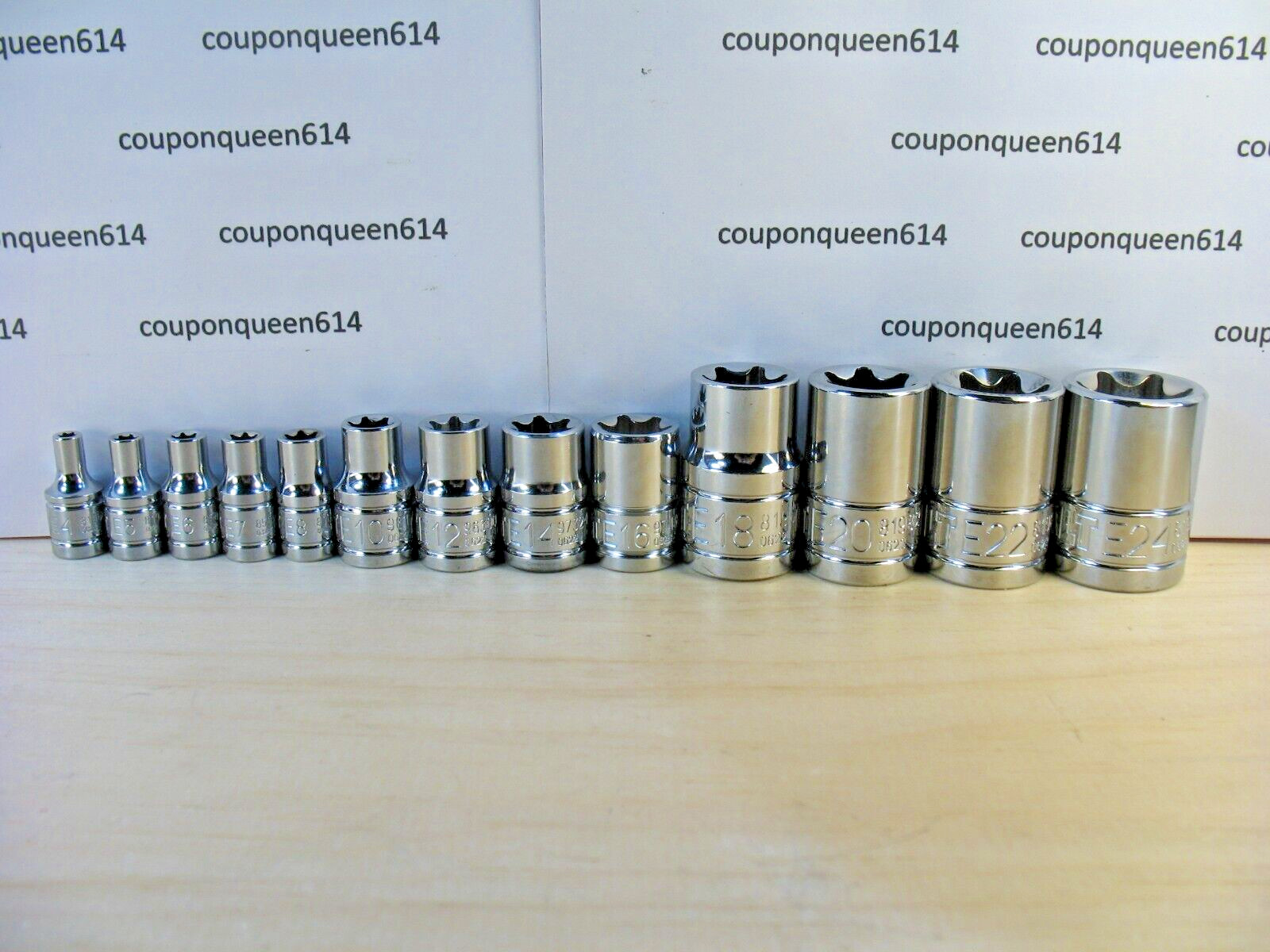 Set of 13 Kobalt 1/4″, 3/8” & 1/2″ Drive External Torx 6 Point Sockets-Brand New