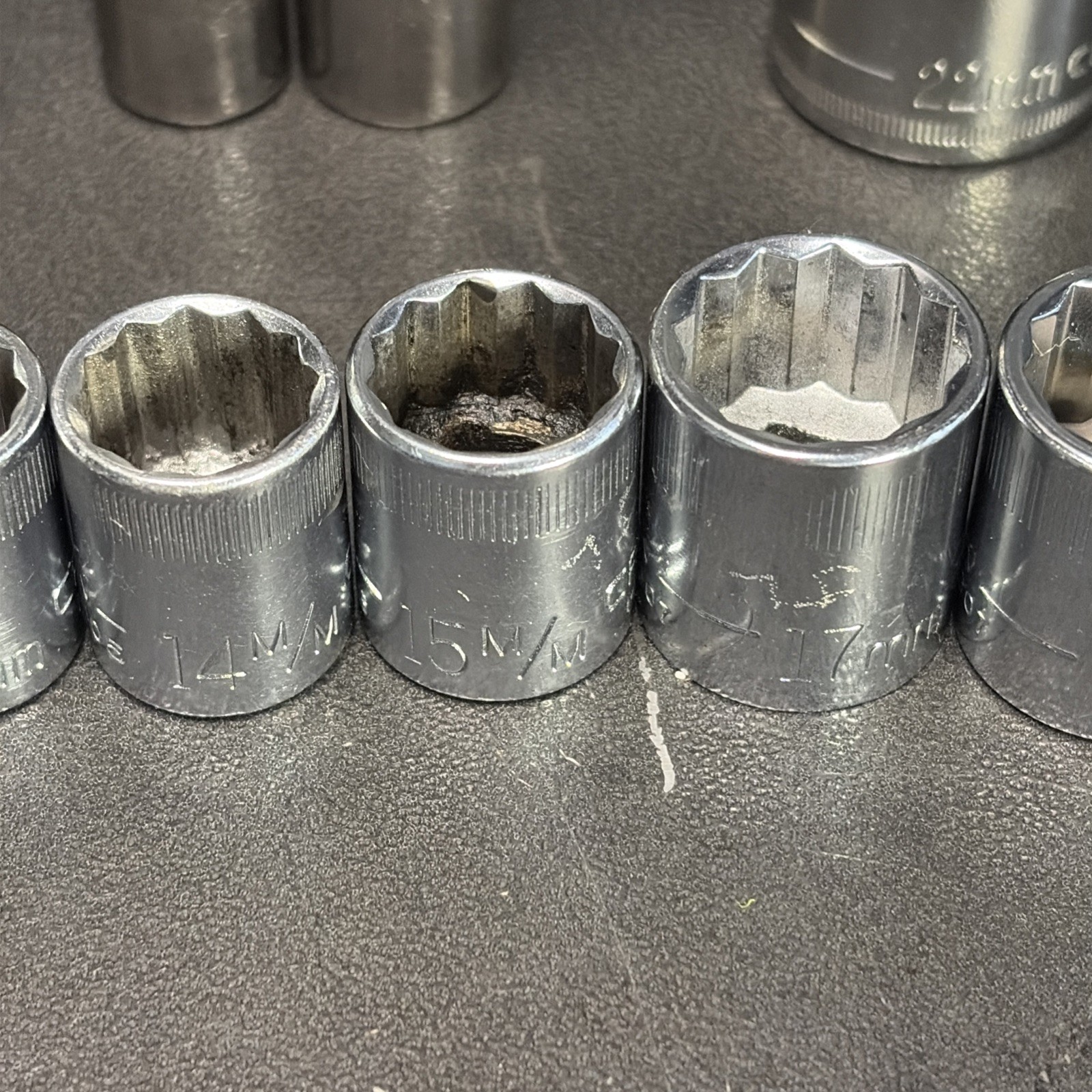 58 Craftsman USA One China Metric Socket And Metal Holder Short Mid &Deep 9-22mm