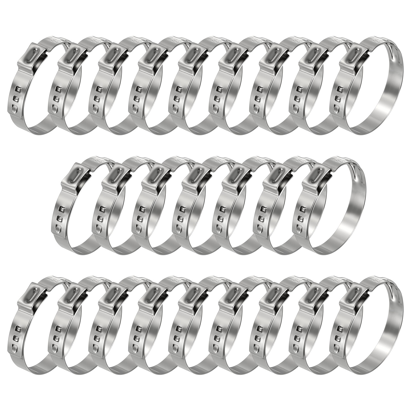 25 Packs 304 Stainless Steel Single Ear Hose Clamps, Working Range 28.4-31.6mm