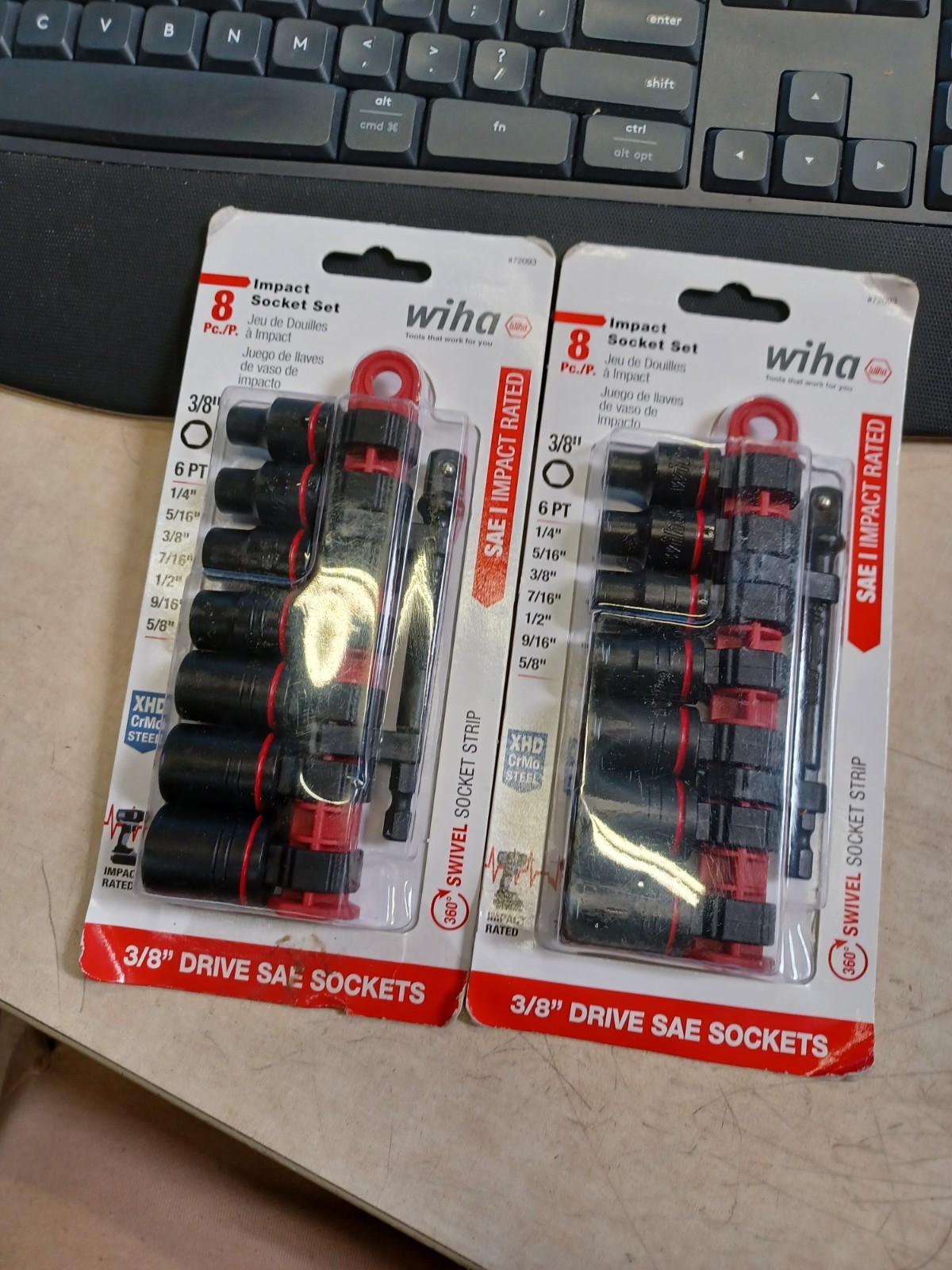 Wiha 72093 8 Piece 3/8″ Drive SAE Impact Socket Set
