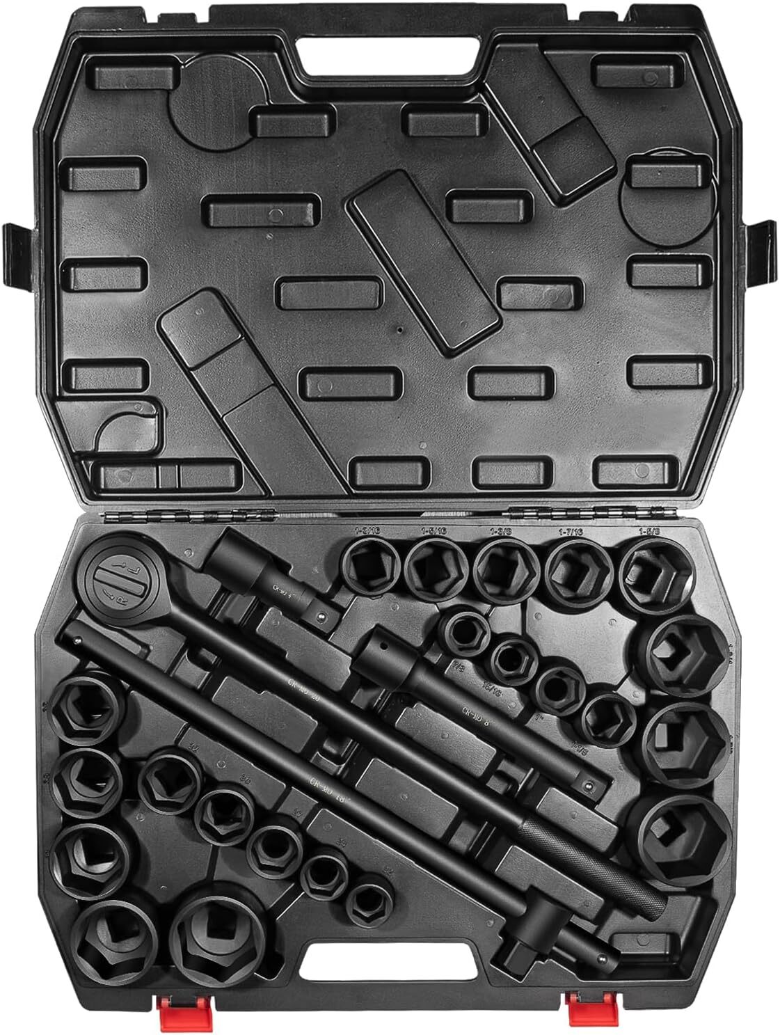 27PCS 3/4″ Drive Impact Socket Set Standard SAE & Metric, CR-MO Shallow Socket
