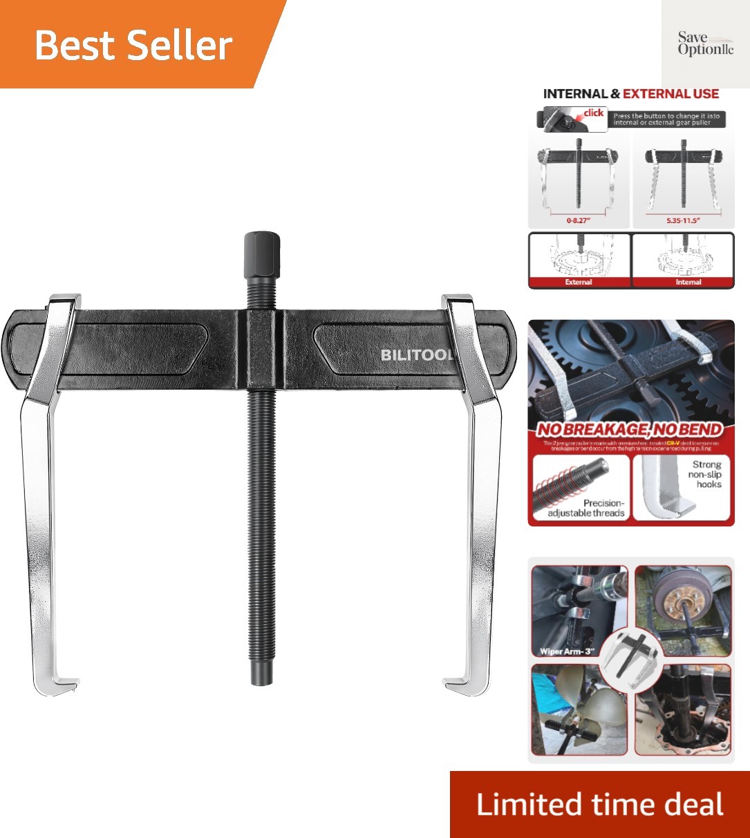 10″ 2 Jaw Gear Puller, Bearing & Pulley Removal Tool | Internal External Reve…
