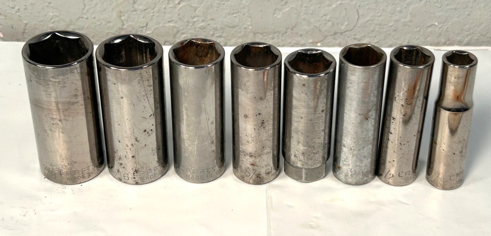Craftsman G & V Series 8pc 3/8″ Drive SAE Deep Well Socket Set USA
