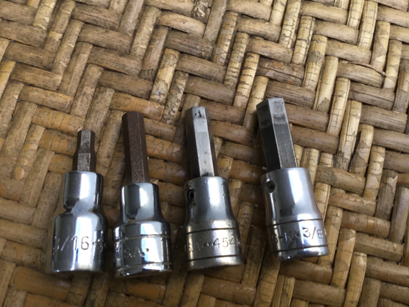 4pc, SK Tools Hex Bit Socket 3/8″ Dr 41208-45412 Chrome Hex Bit Sockets USA