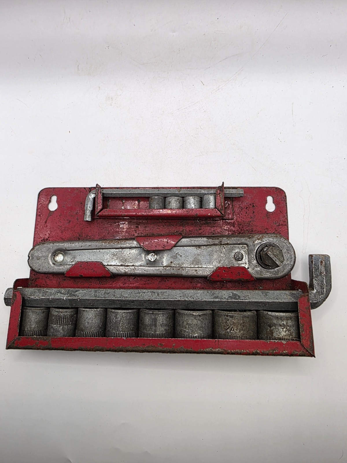 Rare Vintage primeire Made in Japan 18 piece Hex Socket set w/Hang-up Metal Tray