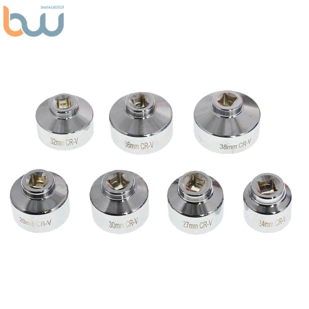 7Pcs Socket Set Tool Kit w/ Box Paper Cartridge Housing Oil Filter Cap Wrench
