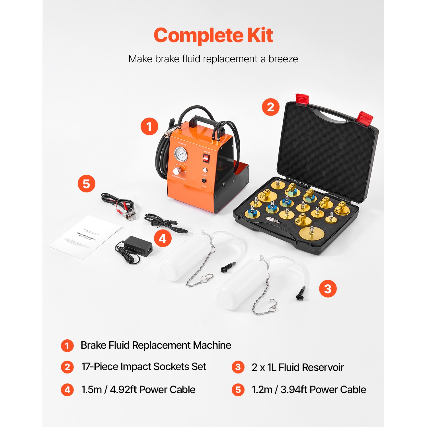 Uimoso 110V Electric Brake Fluid Adapter Kit for DC and AC Power