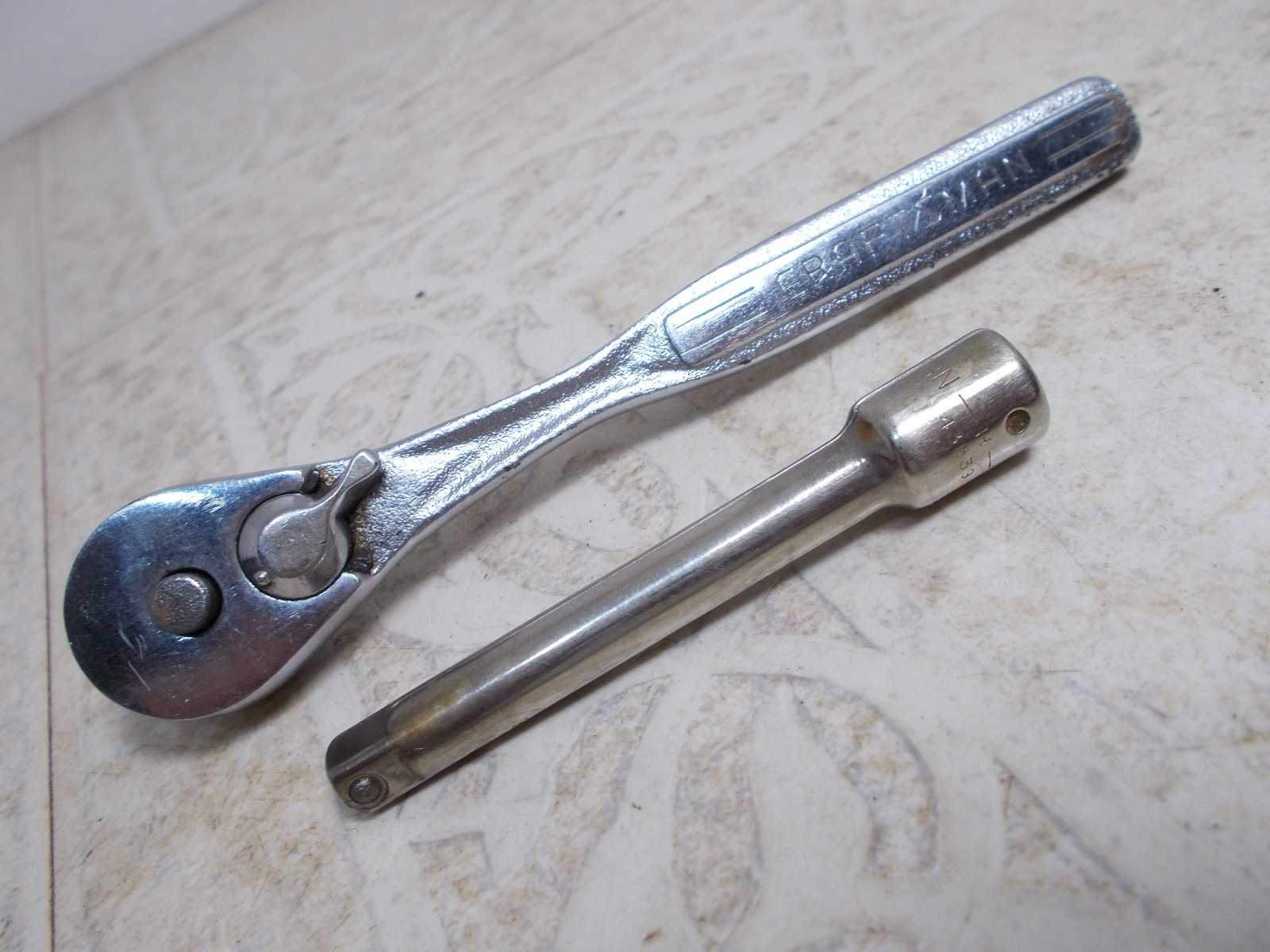 VTG. Craftsman 43185 V Series 1/4″ Dr. Ratchet W/Oil Port PLUS 3″ Extension (F2)