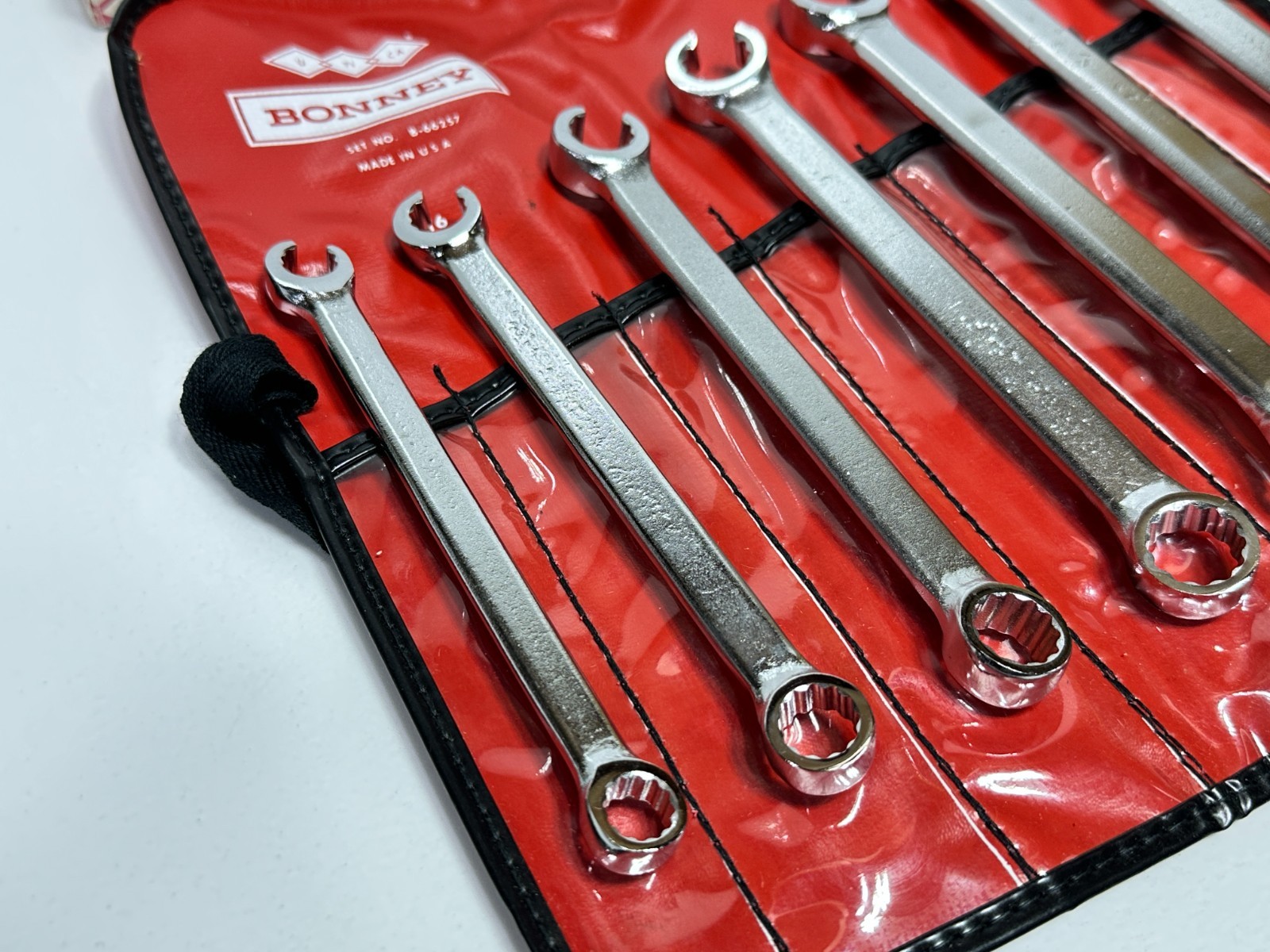 NOS Bonney Tools USA B-66257 7pc SAE 3/8-3/4” 12 Point Flare Nut Line Wrench Set