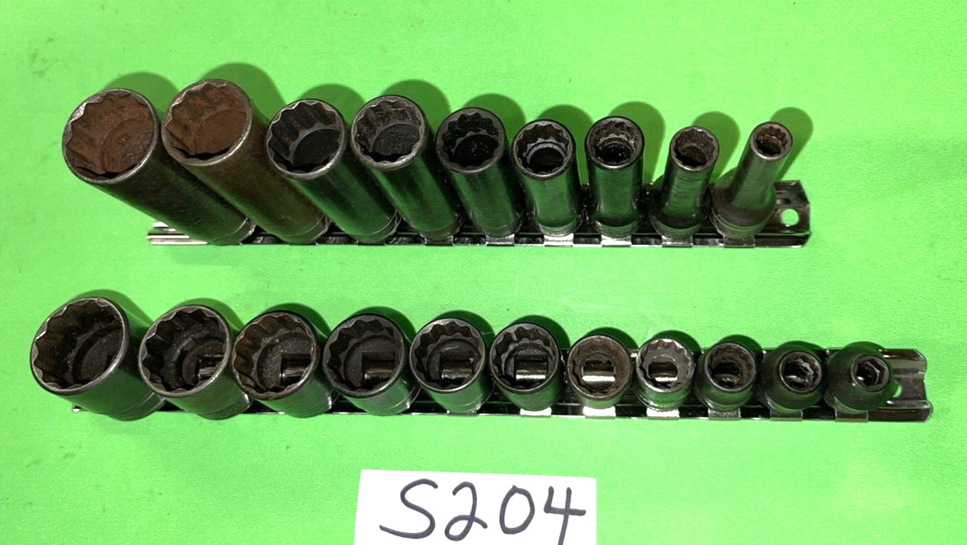 SNAP- ON TOOLS 20 PIECE 3/8 DRIVE SHORT & DEEP SAE. SOCKET SETS 12 POINT