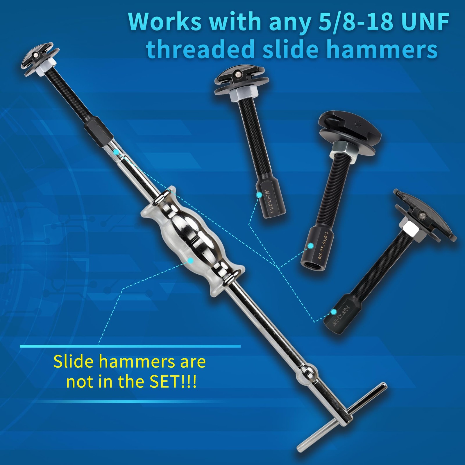 3Pcs Rear Axle Bearing Puller Tool Set Slide Hammer Removal Kit