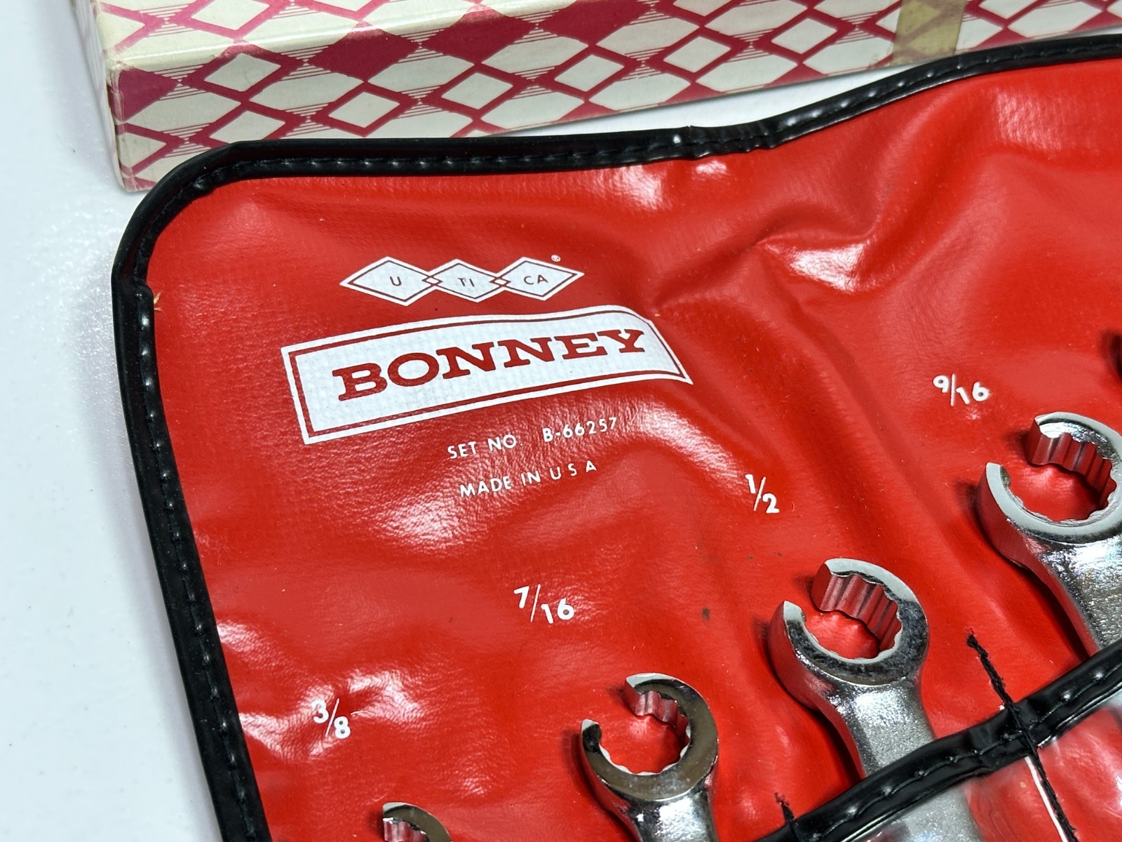 NOS Bonney Tools USA B-66257 7pc SAE 3/8-3/4” 12 Point Flare Nut Line Wrench Set