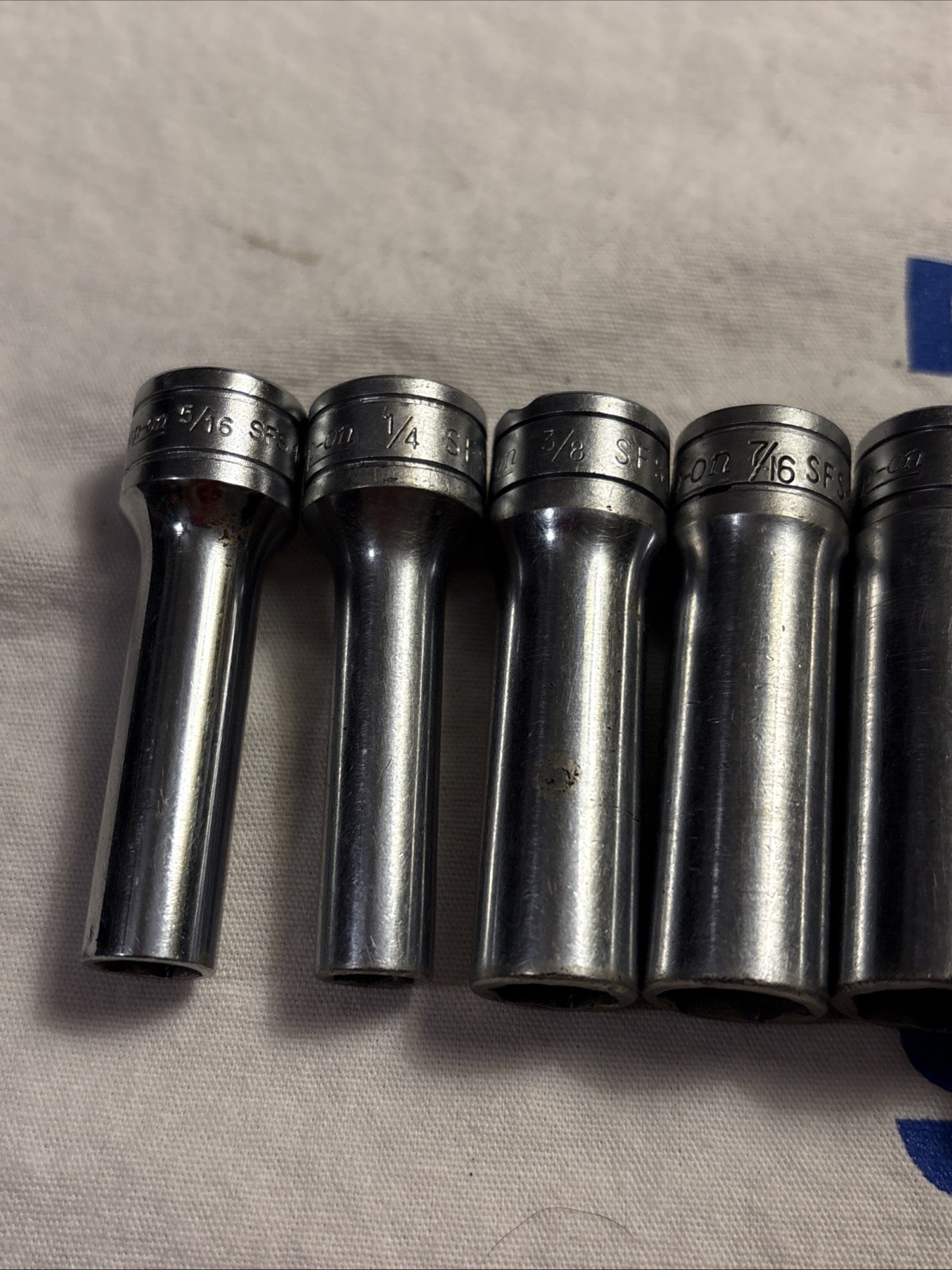 Vtg Snap-on Tools USA 3/8″ Drive 6pt 11pc SAE Deep Chrome Socket Set 211SFSY