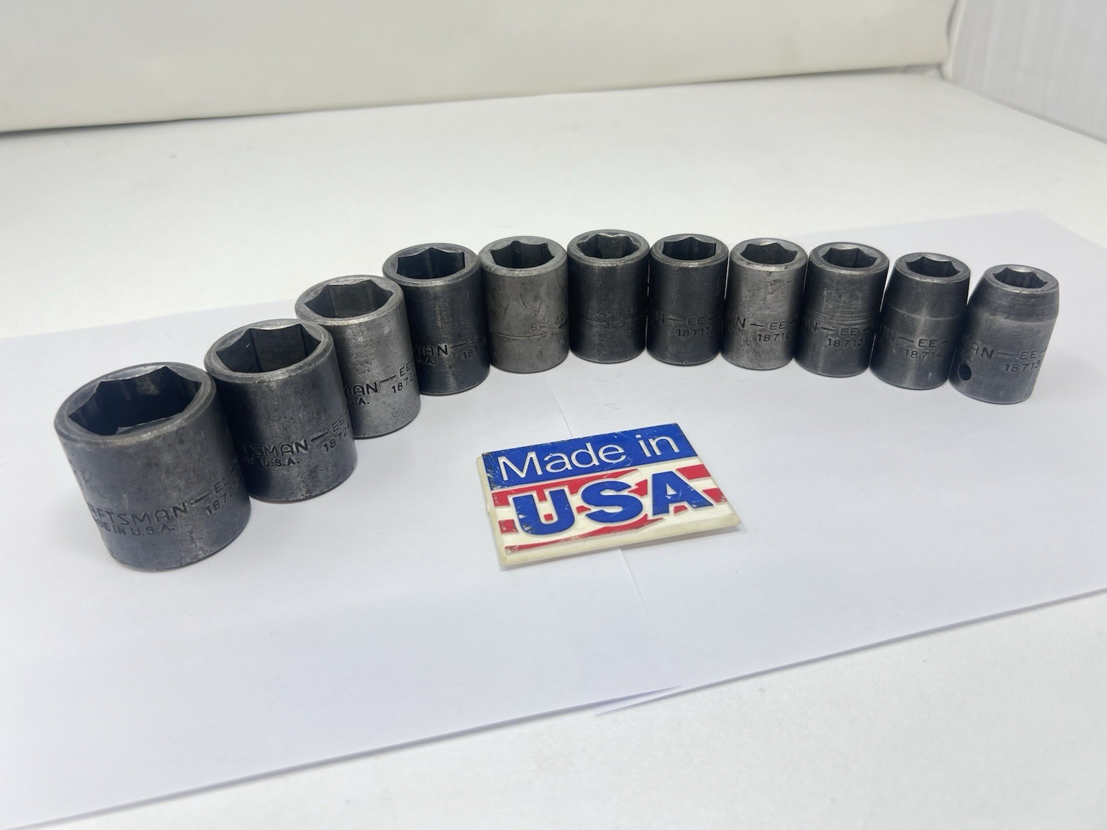 Vintage SEARS CRAFTSMAN USA 11pc METRIC GK EE Impact Socket Set 1/2″ Drive 19450