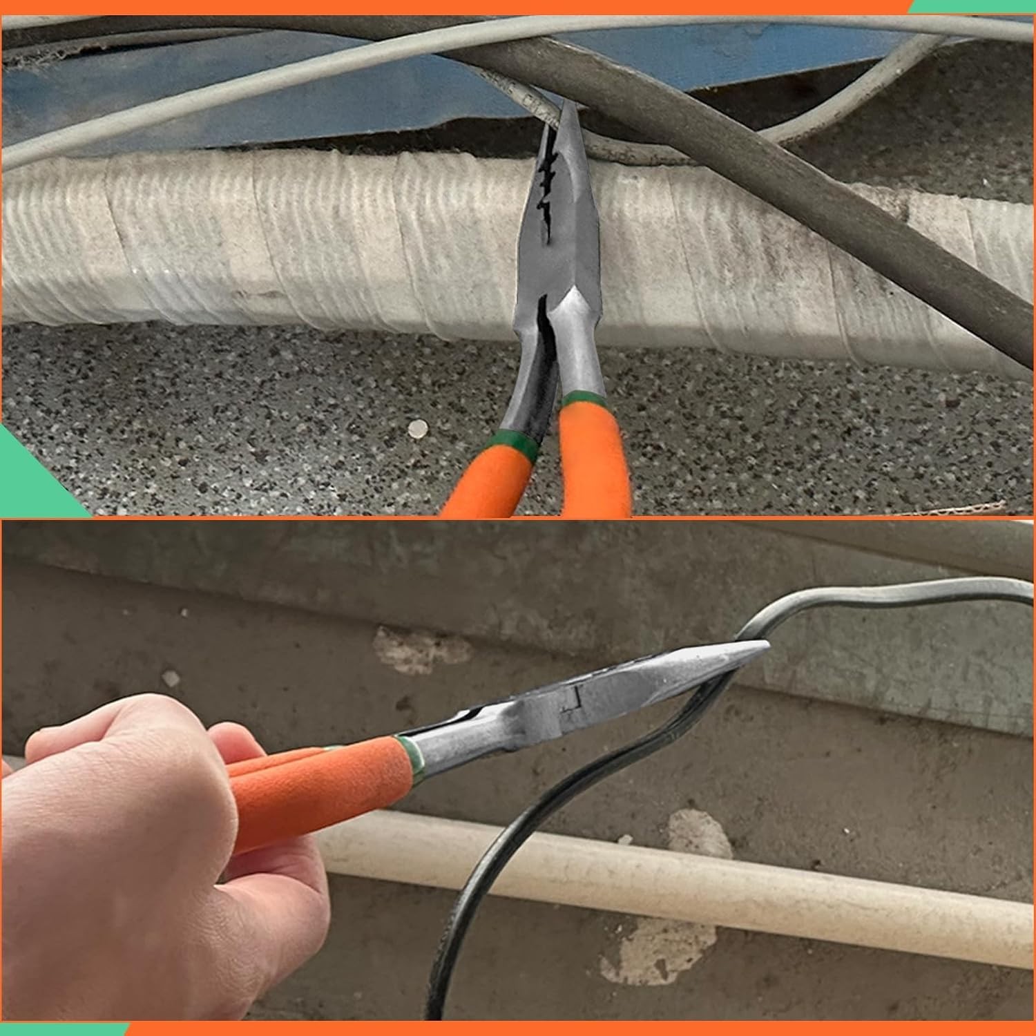 9 Inches Pistol Grip Long Nose Pliers with Crimper and Wire Cutter Offset Pistol