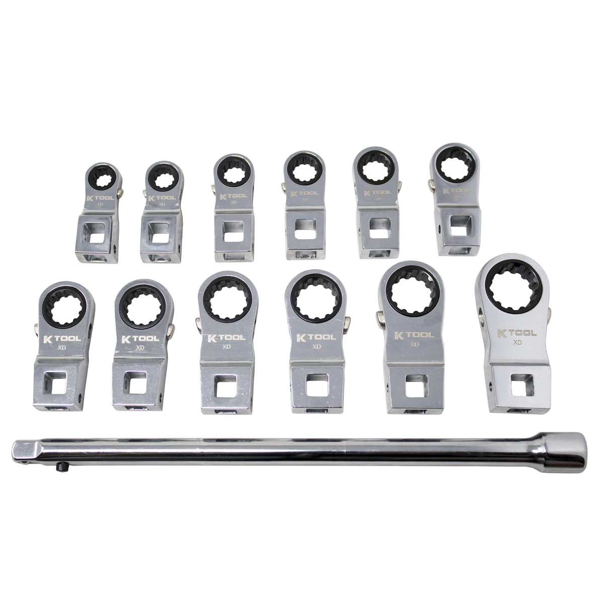K Tool International XD2CWSM Metric Ratcheting Crowfoot Wrench Set 13 Piece